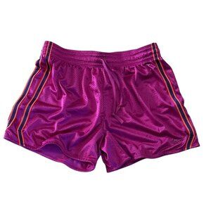 Nike Shorts Magenta Striped Dri-Fit Womens Athletic Large Polyester Elastic Wais